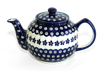 Detail image of Zaklady Flowering Peacock Teapot — Polish Pottery