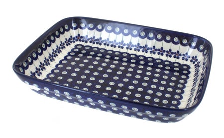 Zaklady Flowering Peacock Small Bakeware — Polish Pottery