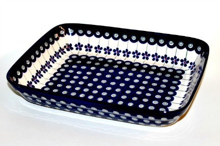 Detail image of Zaklady Flowering Peacock Small Bakeware — Polish Pottery
