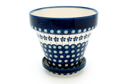 Detail image of Zaklady Flowering Peacock Décor — Polish Pottery