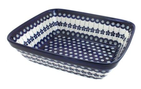 Zaklady Flowering Peacock Medium Bakeware — Polish Pottery