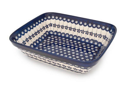 Zaklady Flowering Peacock Medium Bakeware — Polish Pottery