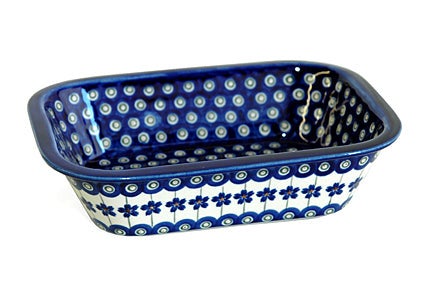 Zaklady Flowering Peacock Loaf Baker — Polish Pottery
