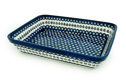 Detail image of Zaklady Flowering Peacock Large Bakeware — Polish Pottery