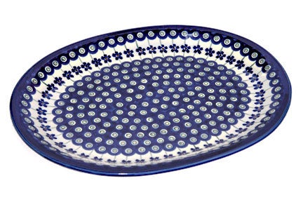 Detail image of Zaklady Flowering Peacock Large Serving Piece — Polish Pottery