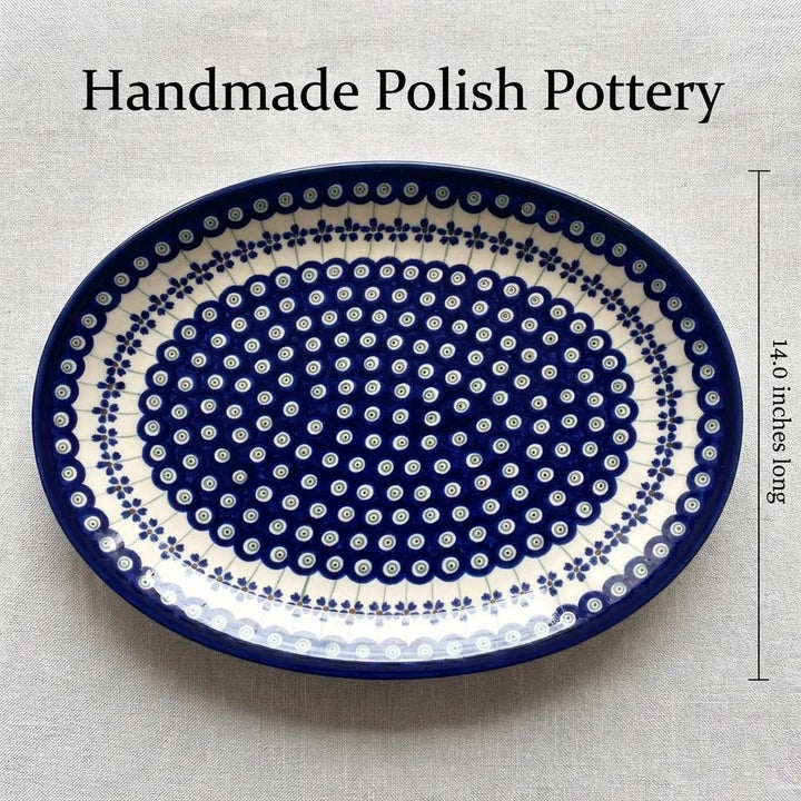 Zaklady Flowering Peacock Large Serving Piece — Polish Pottery