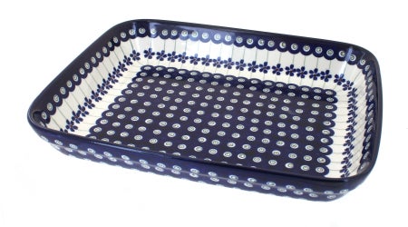 Zaklady Flowering Peacock Medium Bakeware — Polish Pottery