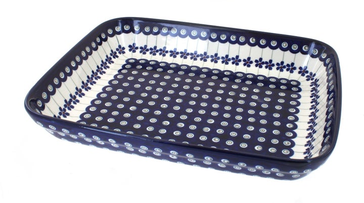Zaklady Flowering Peacock Medium Bakeware — Polish Pottery
