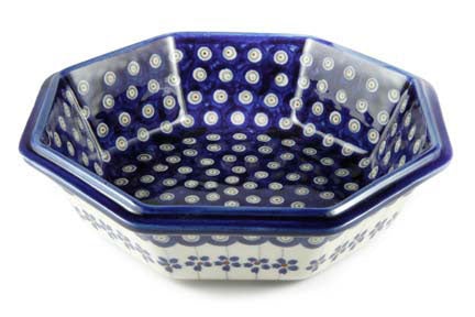 Detail image of Zaklady Flowering Peacock Large Serving Piece — Polish Pottery