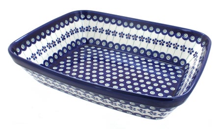 Zaklady Flowering Peacock Large Bakeware — Polish Pottery