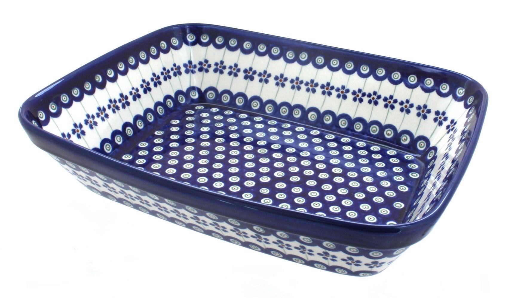 Zaklady Flowering Peacock Large Bakeware — Polish Pottery