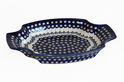 Detail image of Zaklady Flowering Peacock Large Serving Piece — Polish Pottery