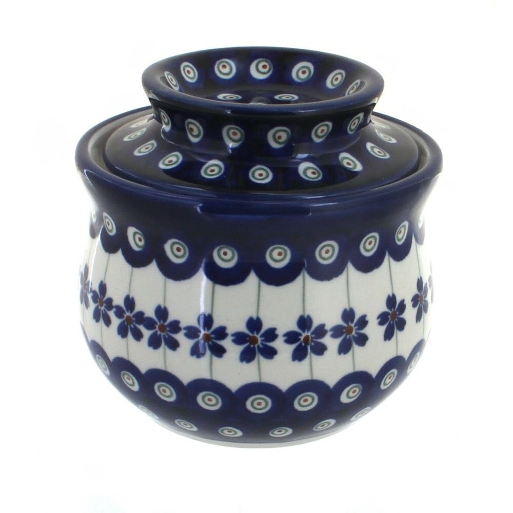 Zaklady Flowering Peacock Butter Dish — Polish Pottery