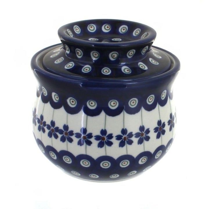 Zaklady Flowering Peacock Butter Dish — Polish Pottery