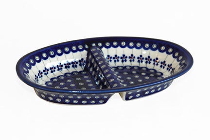 Detail image of Zaklady Flowering Peacock Large Serving Piece — Polish Pottery
