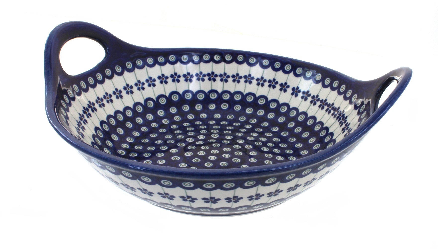 Zaklady Flowering Peacock Large Serving Piece — Polish Pottery