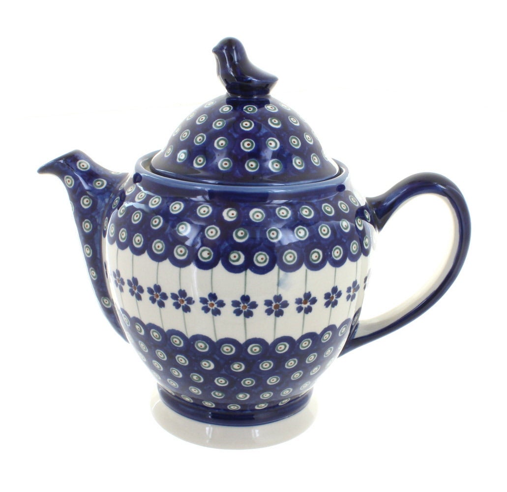 Zaklady Flowering Peacock Teapot — Polish Pottery