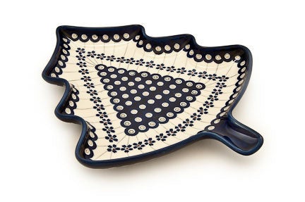 Detail image of Zaklady Flowering Peacock Medium Serving Piece — Polish Pottery