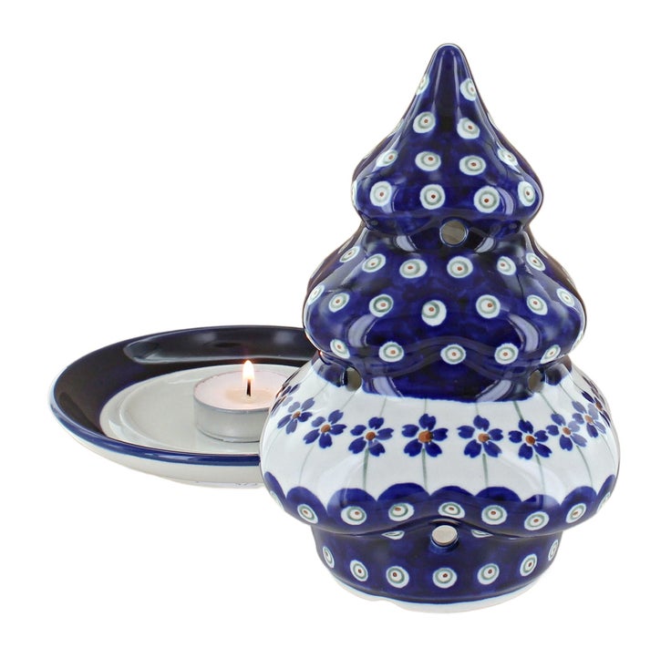 Detail image of Zaklady Flowering Peacock Luminary — Polish Pottery