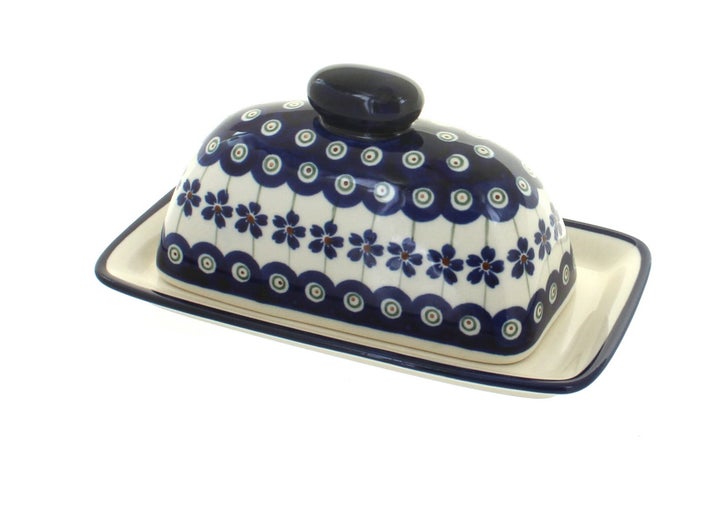 Zaklady Flowering Peacock Butter Dish — Polish Pottery
