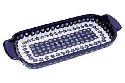 Zaklady Flowering Peacock Medium Serving Piece — Polish Pottery