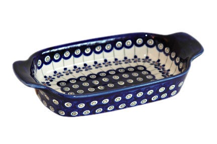 Zaklady Flowering Peacock Small Serving Piece — Polish Pottery