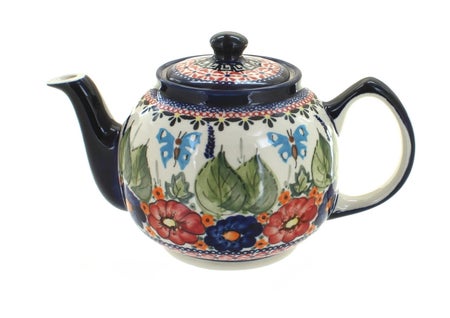 Zaklady Floral Butterfly Teapot — Polish Pottery