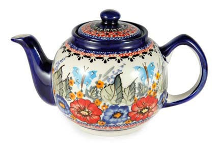 Zaklady Floral Butterfly Teapot — Polish Pottery