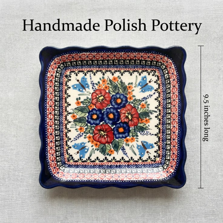 Detail image of Zaklady Floral Butterfly Dining Plates & Bowls — Polish Pottery