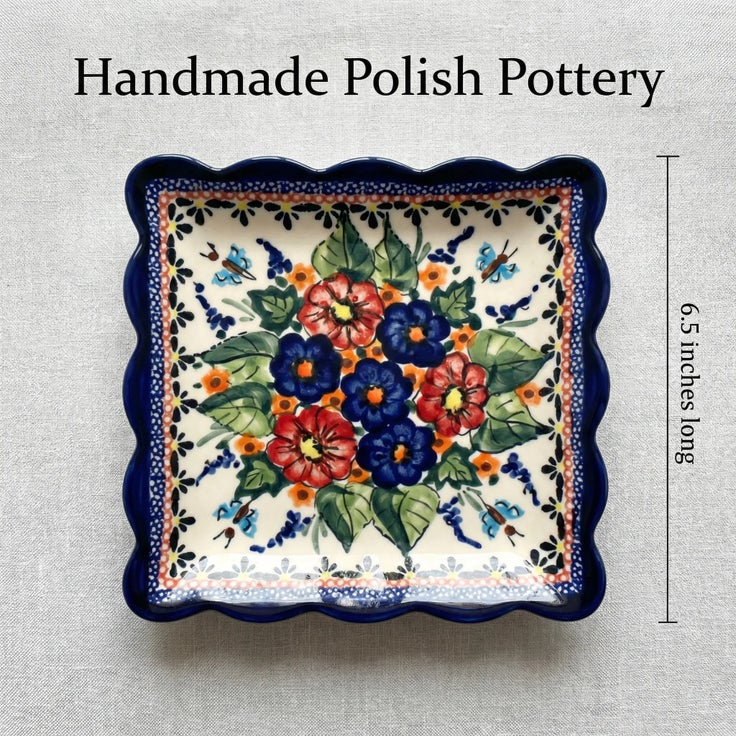 Detail image of Zaklady Floral Butterfly Dining Plates & Bowls — Polish Pottery
