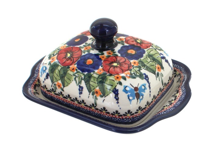Zaklady Floral Butterfly Butter Dish — Polish Pottery