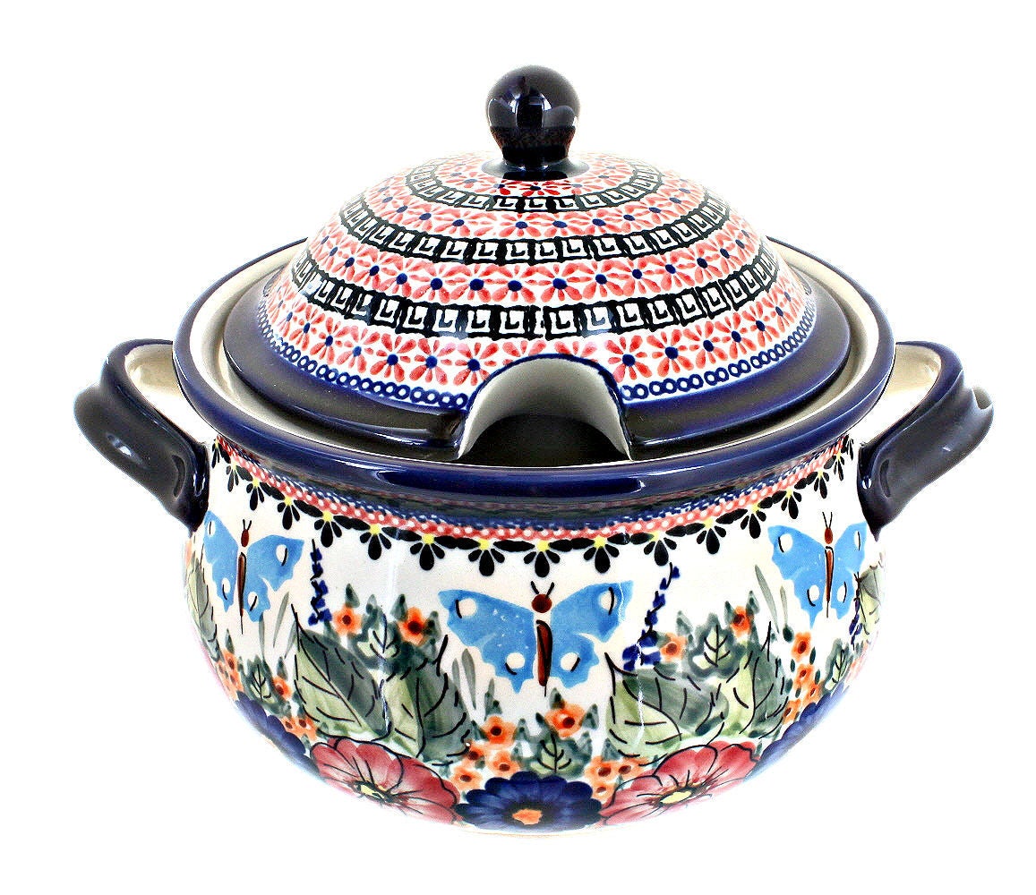 Zaklady Floral Butterfly Large Serving Piece — Polish Pottery