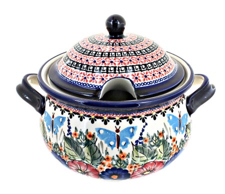 Zaklady Floral Butterfly Large Serving Piece — Polish Pottery
