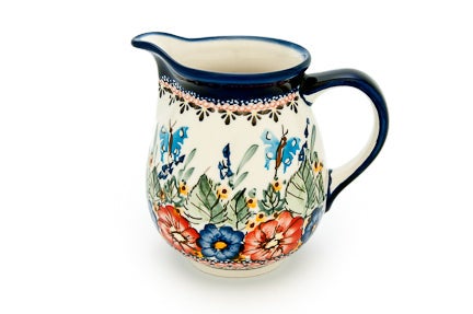 Detail image of Zaklady Floral Butterfly Pitcher — Polish Pottery