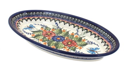 Zaklady Floral Butterfly Small Serving Piece — Polish Pottery