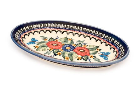 Detail image of Zaklady Floral Butterfly Small Serving Piece — Polish Pottery
