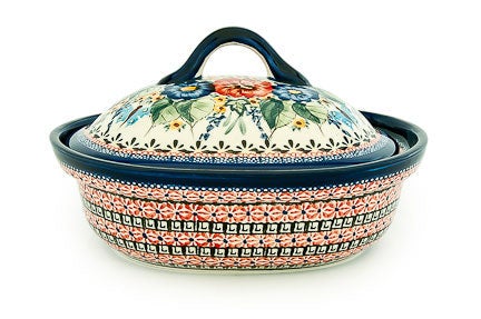 Zaklady Floral Butterfly Small Bakeware — Polish Pottery