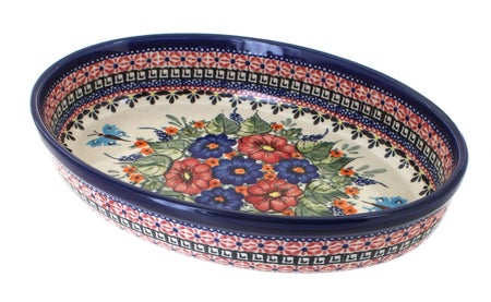 Zaklady Floral Butterfly Small Bakeware — Polish Pottery