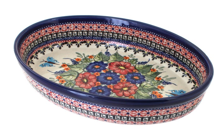 Zaklady Floral Butterfly Small Bakeware — Polish Pottery