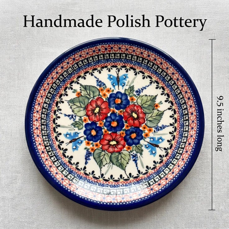Detail image of Zaklady Floral Butterfly Dining Plates & Bowls — Polish Pottery