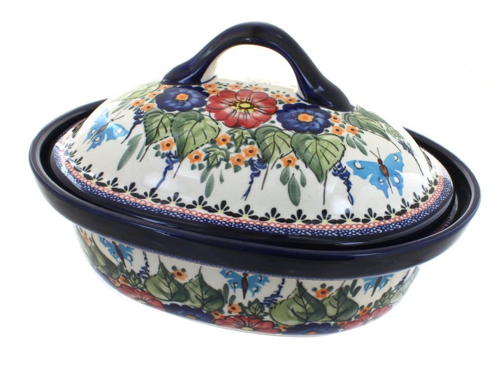 Zaklady Floral Butterfly Large Bakeware — Polish Pottery