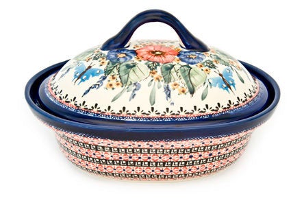 Zaklady Floral Butterfly Large Bakeware — Polish Pottery
