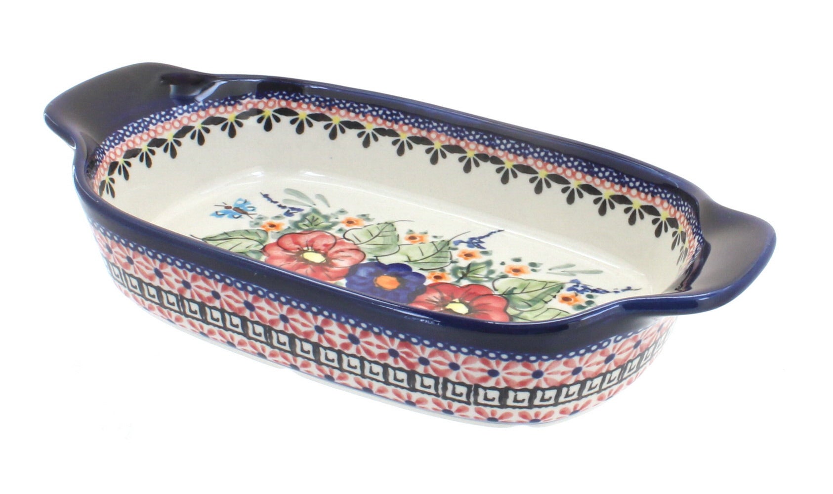 Zaklady Floral Butterfly Small Serving Piece — Polish Pottery