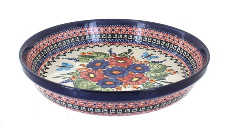 Zaklady Floral Butterfly Pie Plate — Polish Pottery