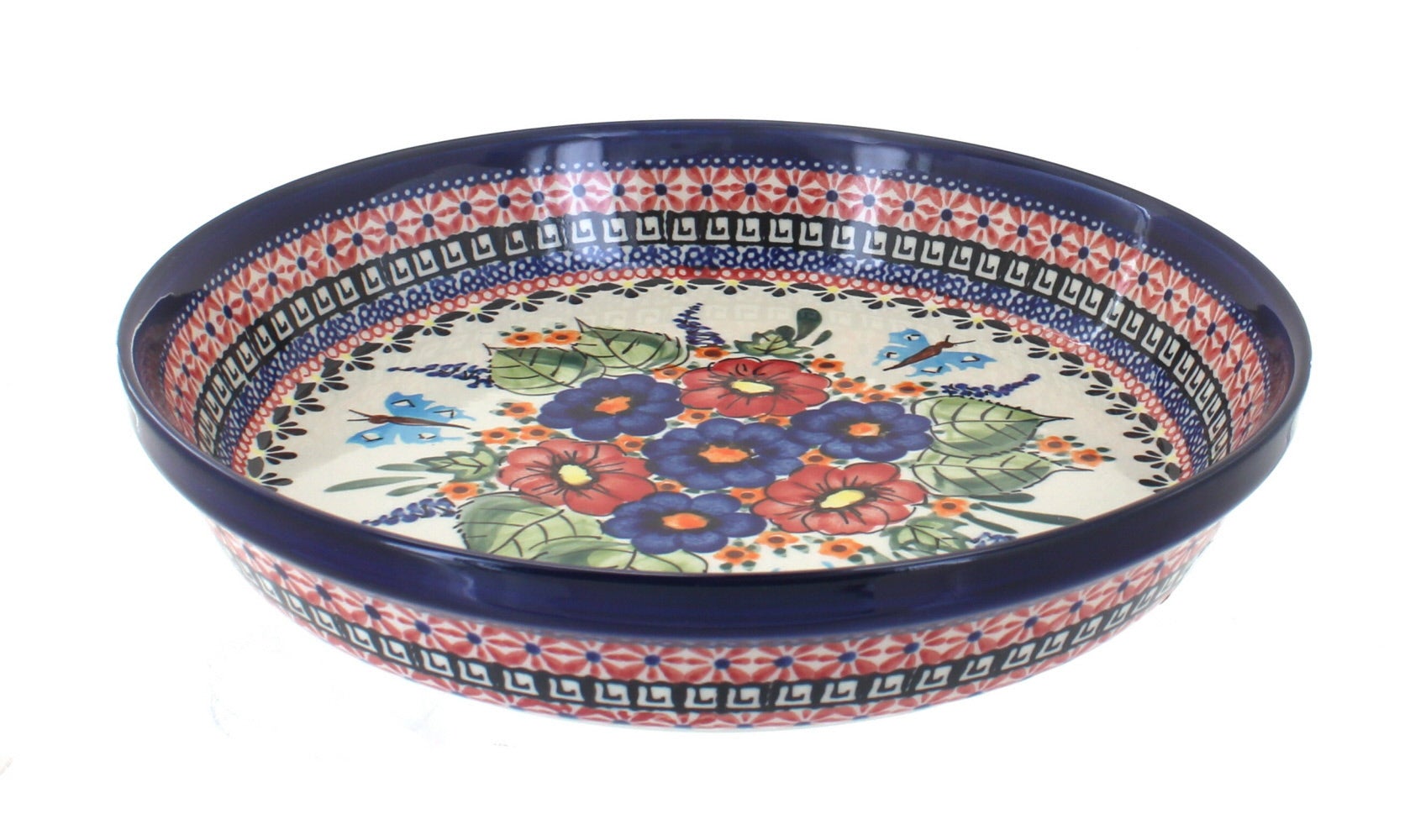 Zaklady Floral Butterfly Pie Plate — Polish Pottery