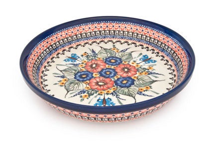 Detail image of Zaklady Floral Butterfly Pie Plate — Polish Pottery