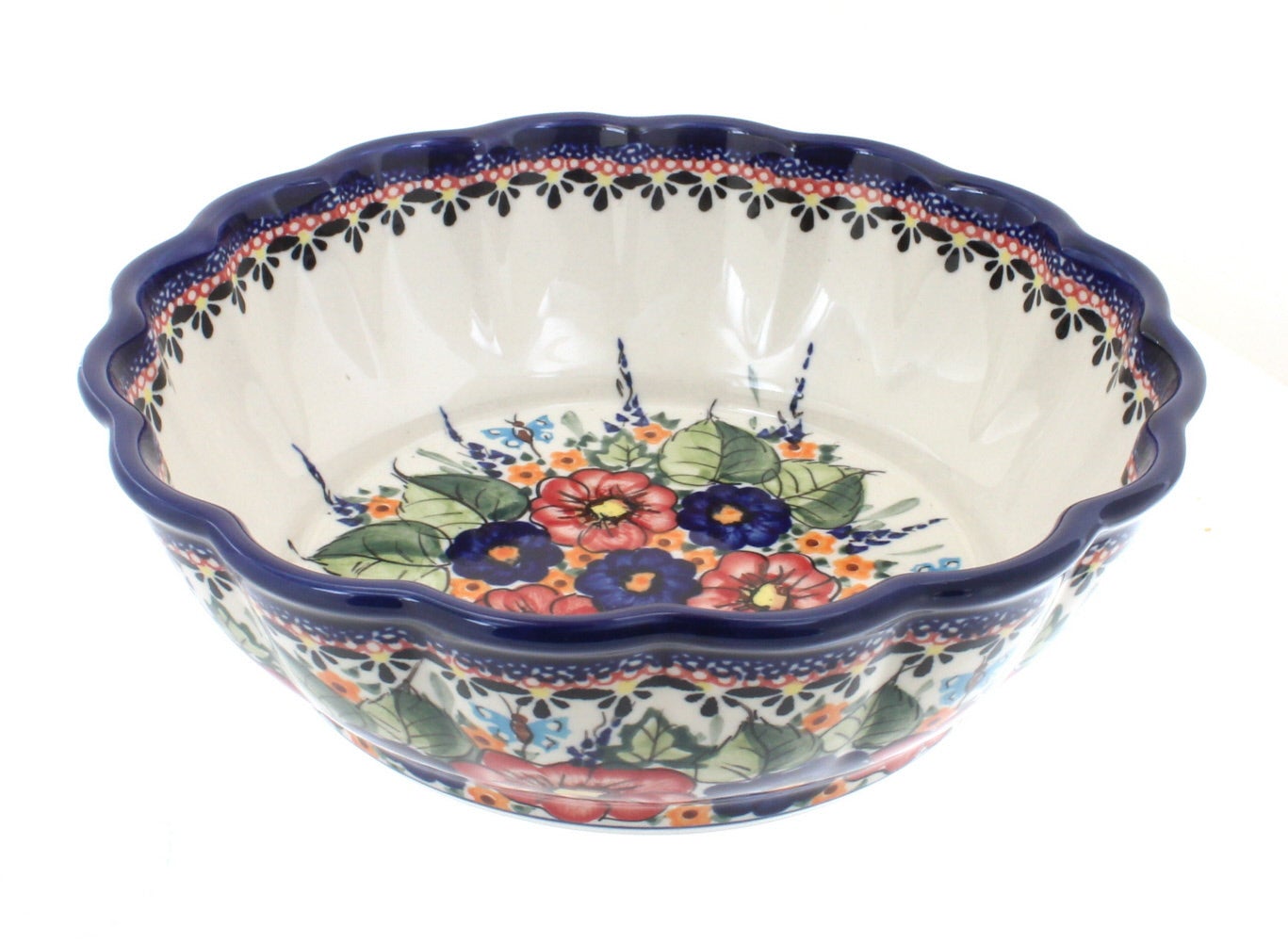 Zaklady Floral Butterfly Medium Serving Piece — Polish Pottery