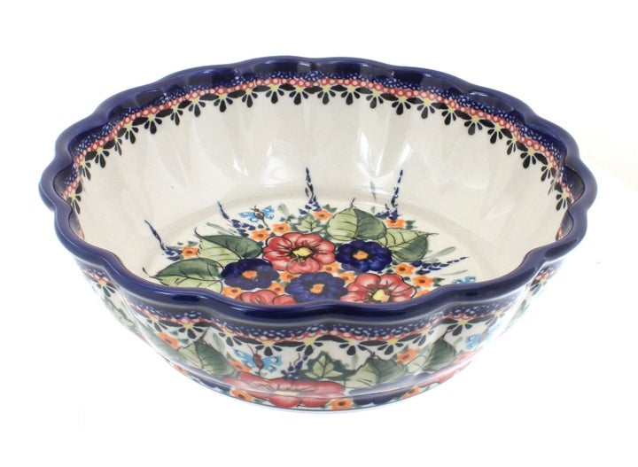 Zaklady Floral Butterfly Medium Serving Piece — Polish Pottery