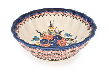 Detail image of Zaklady Floral Butterfly Medium Serving Piece — Polish Pottery