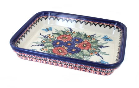 Zaklady Floral Butterfly Small Bakeware — Polish Pottery